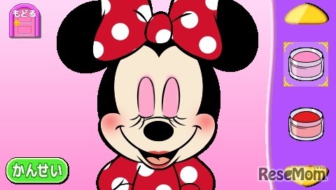 アプリ例「メイクをしよう！（ミニー）」 (c) Disney (c) Disney. Based on the “Winnie the Pooh” works by A.A. Milne and E.H. Shepard. (c) Disney/Pixar, Plymouth Superbird TM