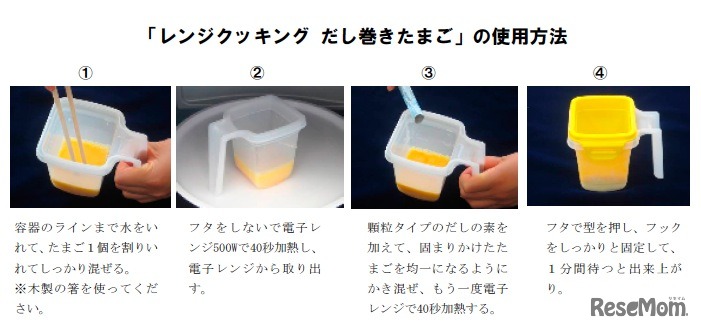 「レンジクッキング だし巻きたまご」の使用方法