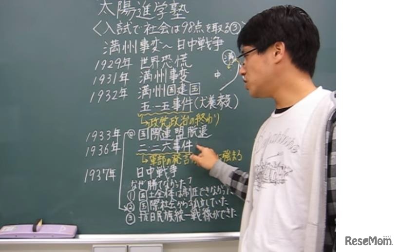 「わかりやすい中学社会映像講義」の講義の様子