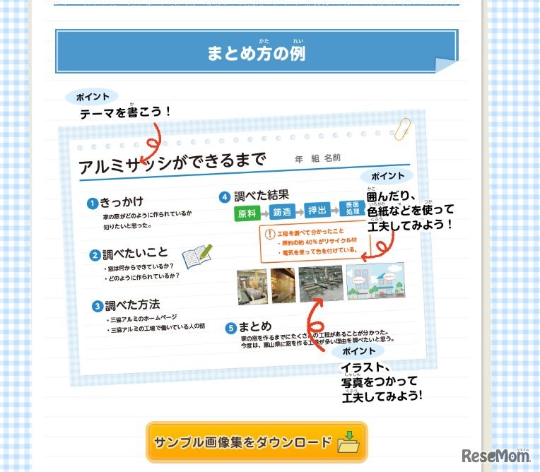 夏休み自由研究応援企画～アルミサッシについて学ぼう！～／まとめ方の例