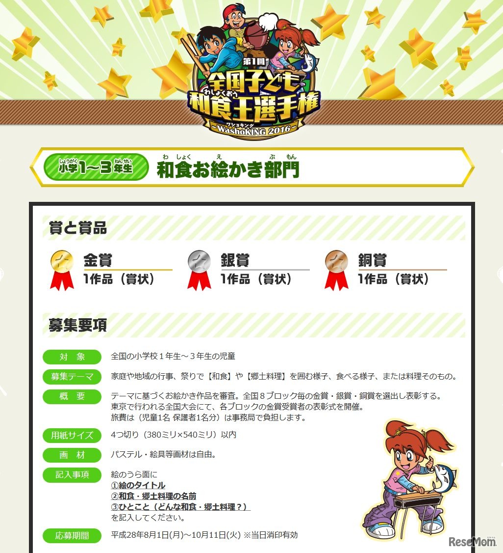 和食お絵かき部門　応募詳細や賞について