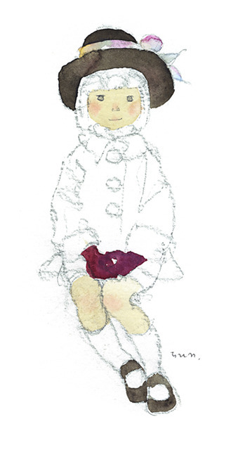 いわさきちひろ こげ茶色の帽子の少女 1970年代前半