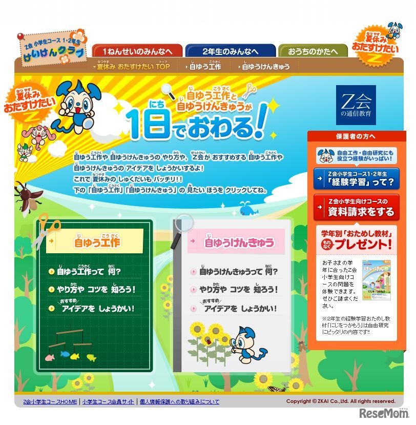 Z会小学生コース：夏休みおたすけたい