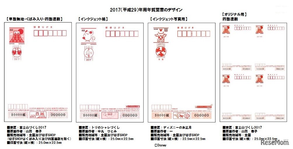 2017年用年賀はがきのデザイン (c) Disney