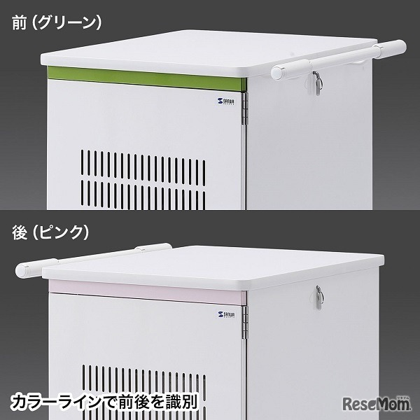 前後の区別がつきやすいようグリーンとピンクのラインが入っている