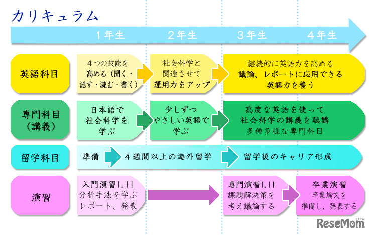 4年間のカリキュラム概念図
