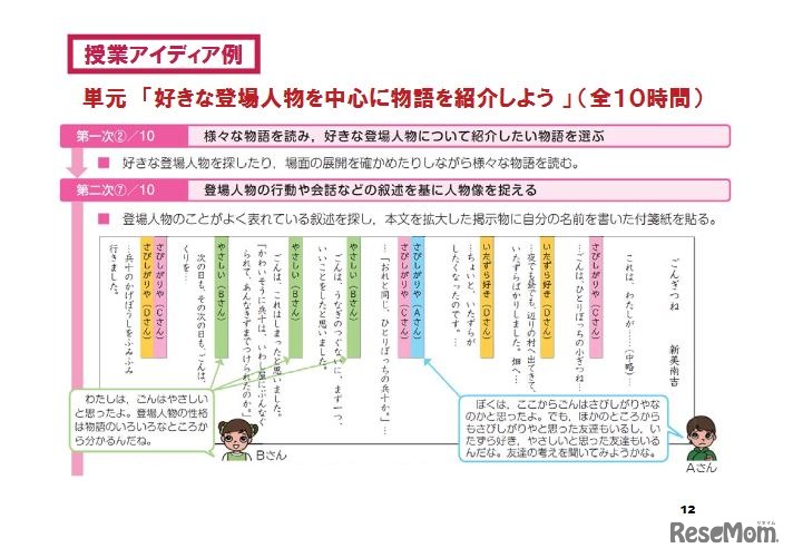 小学校国語の説明資料（一部）
