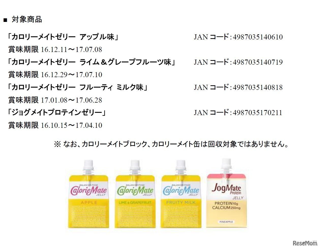 大塚製薬　自主回収対象商品