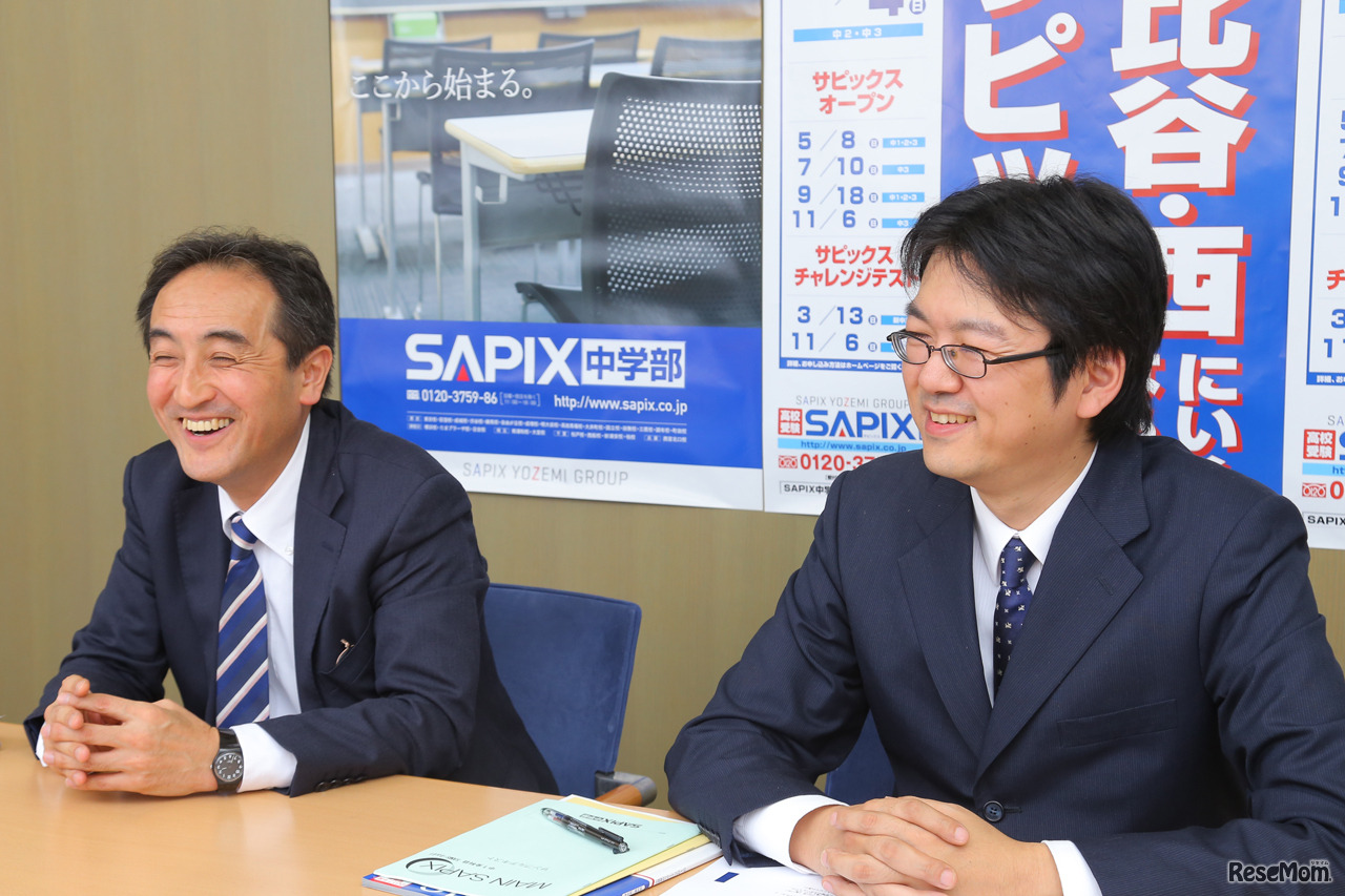 SAPIX中学部 教育情報センター部長の高橋淳氏（左）と課長の伊藤俊平氏（右）に話を聞いた