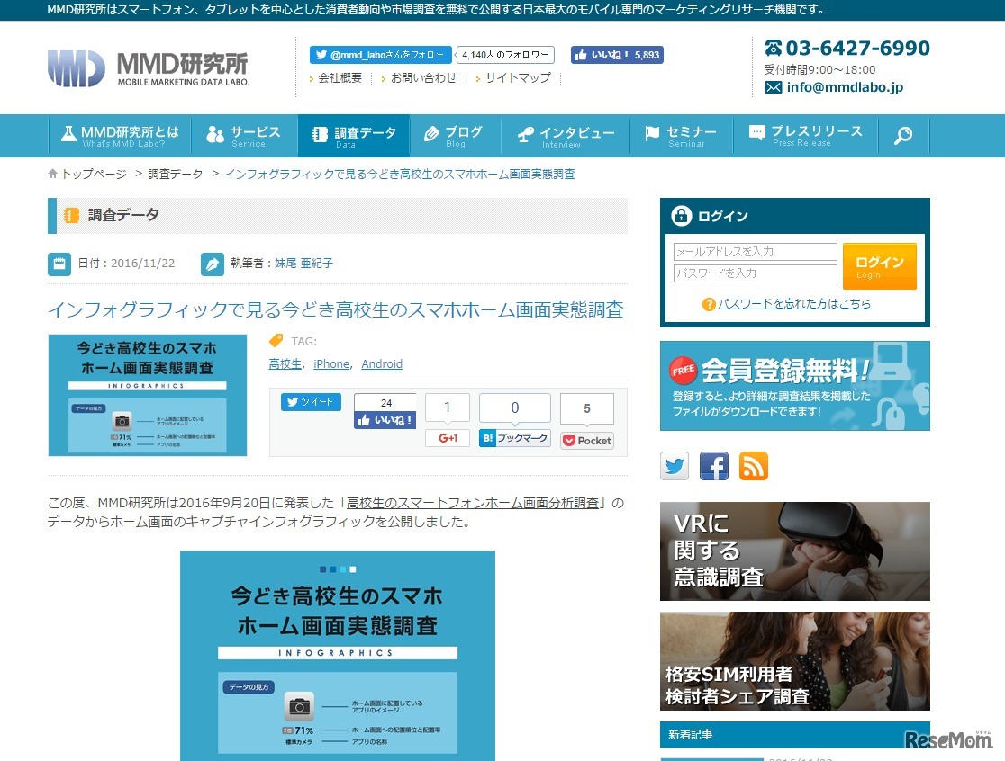 MMD研究所：インフォグラフィックで見る今どき高校生のスマホホーム画面実態調査