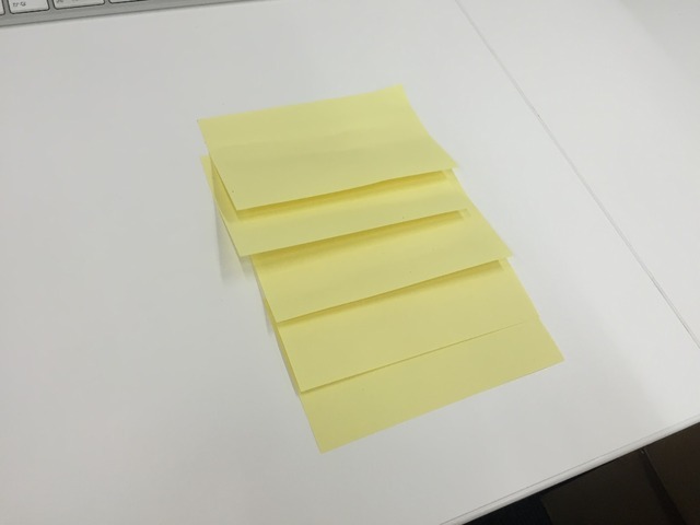 ふせんを重ねて貼っている様子。これがPat-miの構造のヒントに。（画像５）