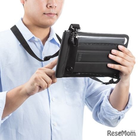 PDA-TABWPST8タブレット防水防塵ケース（スタンド付き・ショルダーベルト付き・8インチ・ブラック）