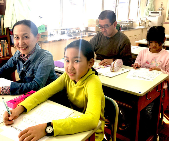 親子4人で受けに来ました。1週間毎日特訓もしたとか。