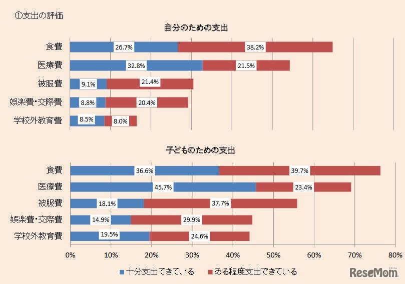 自分・子どものための支出の評価