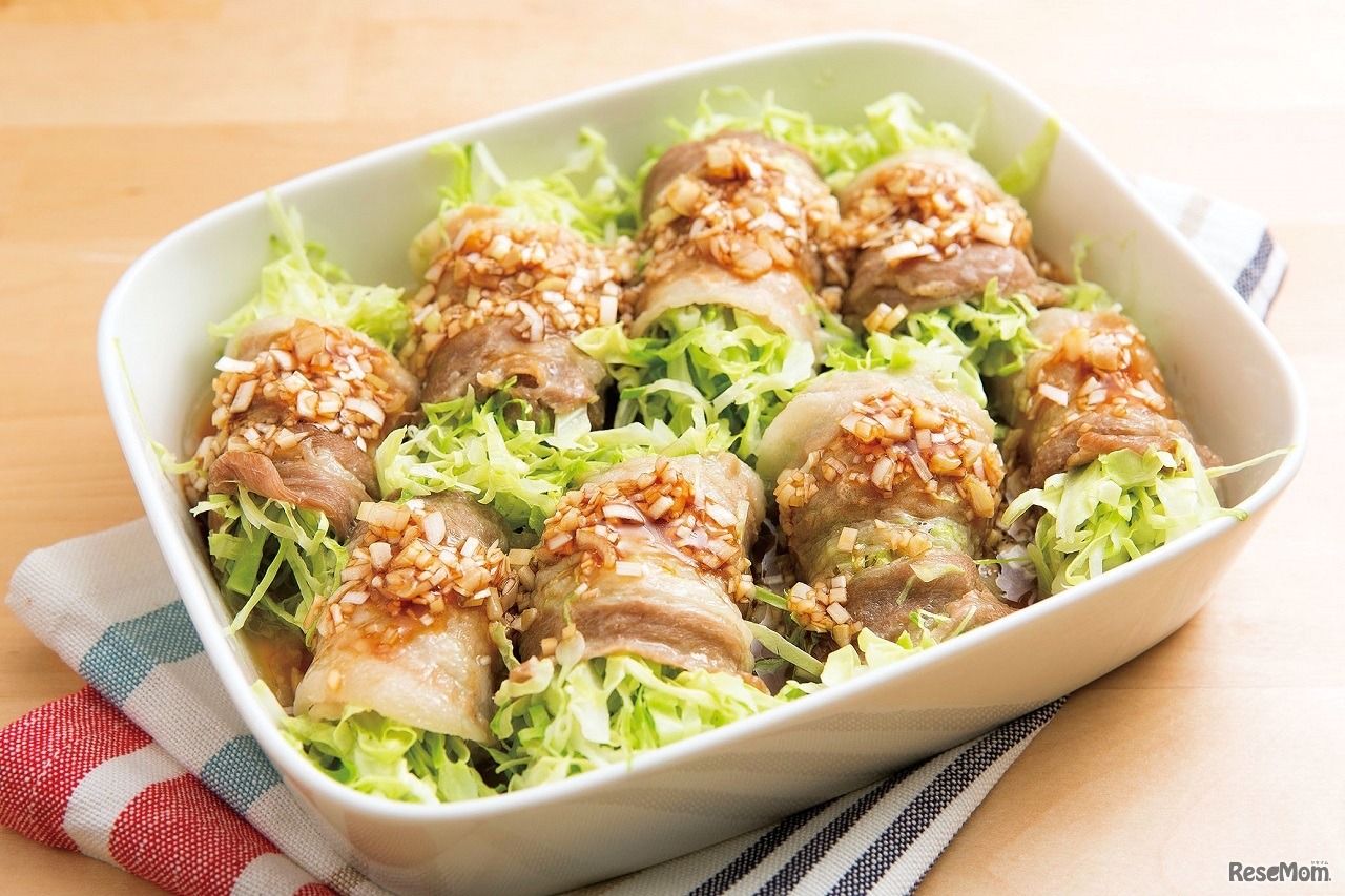 豚バラのキャベツ巻き　レンジ蒸し