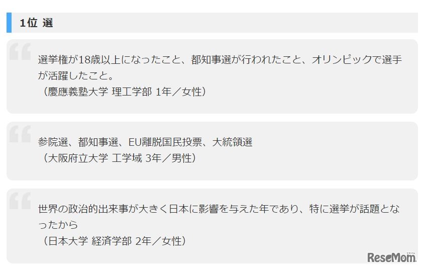 1位「選」の回答理由