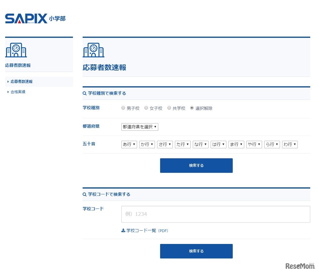 SAPIX小学部：応募者数速報