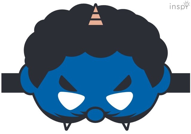 お面のテンプレート（青鬼）