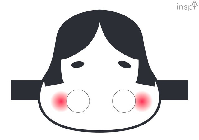 お面のテンプレート（お多福）