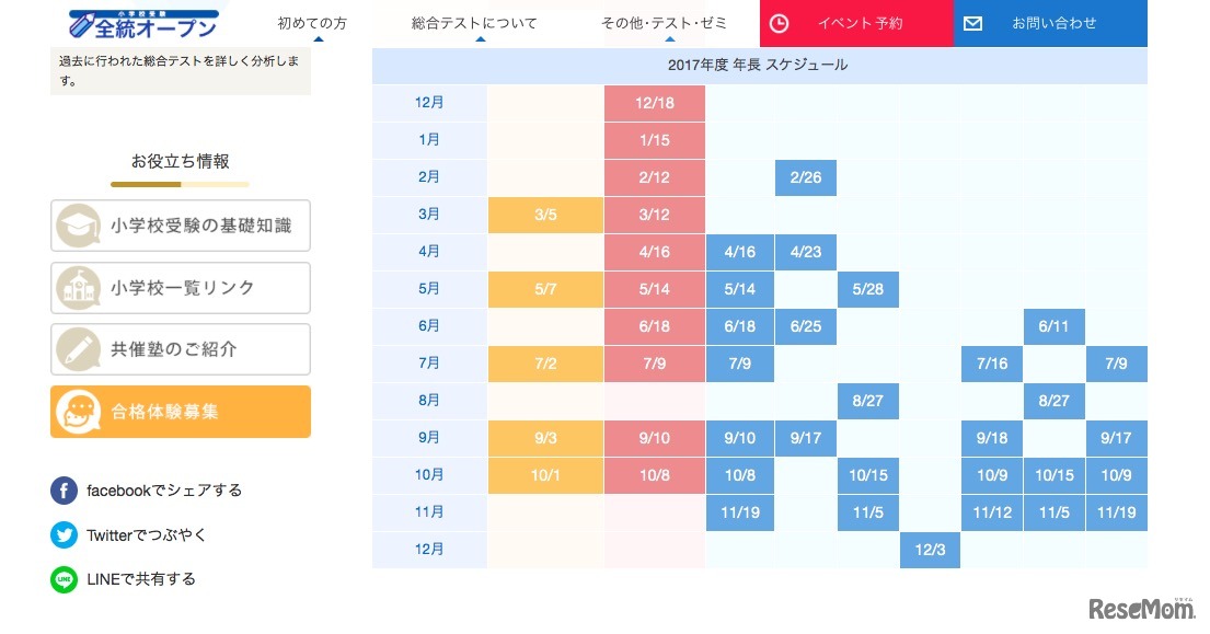 2017年 年長児のスケジュール