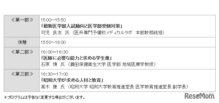 名古屋会場プログラム