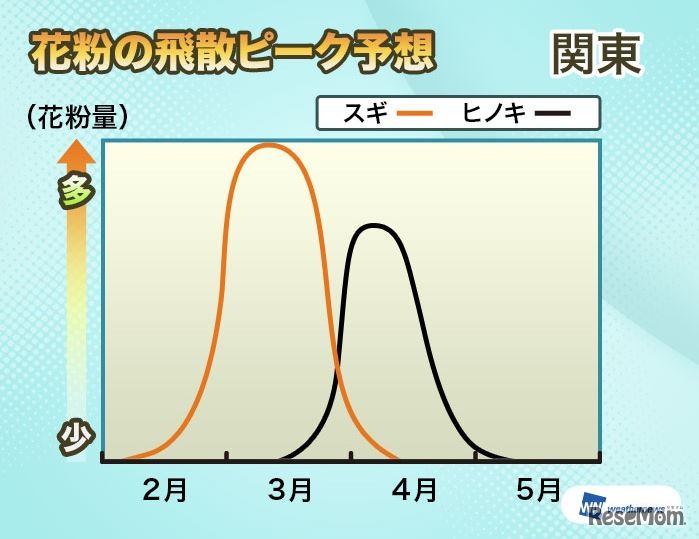 花粉の飛散ピーク予想（関東）