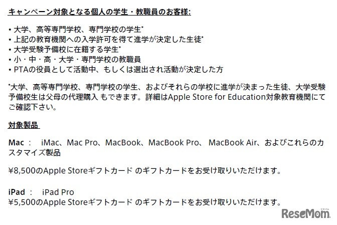 キャンペーンの対象者と対象製品