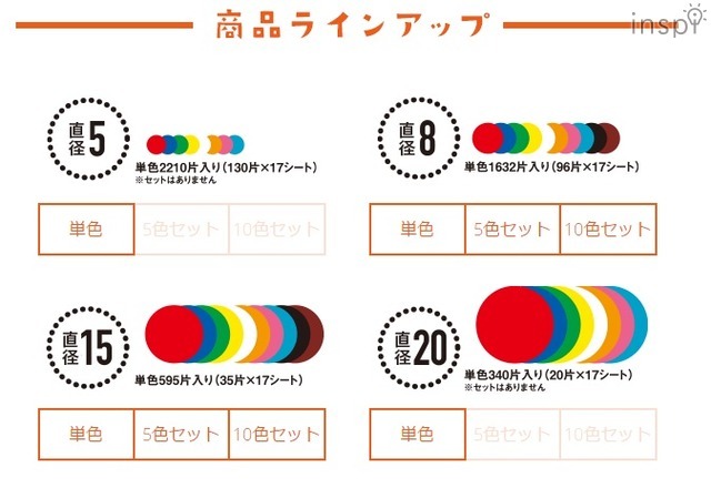 丸シールはサイズ・色展開ともに豊富