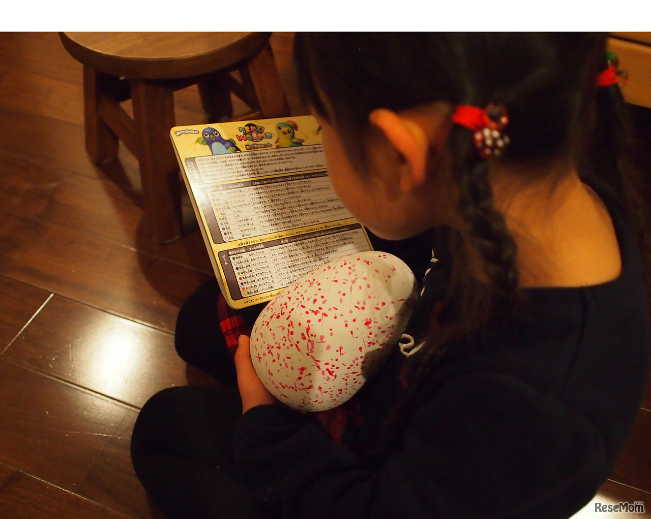 タマゴを抱えて温めながらモードリストを見入る