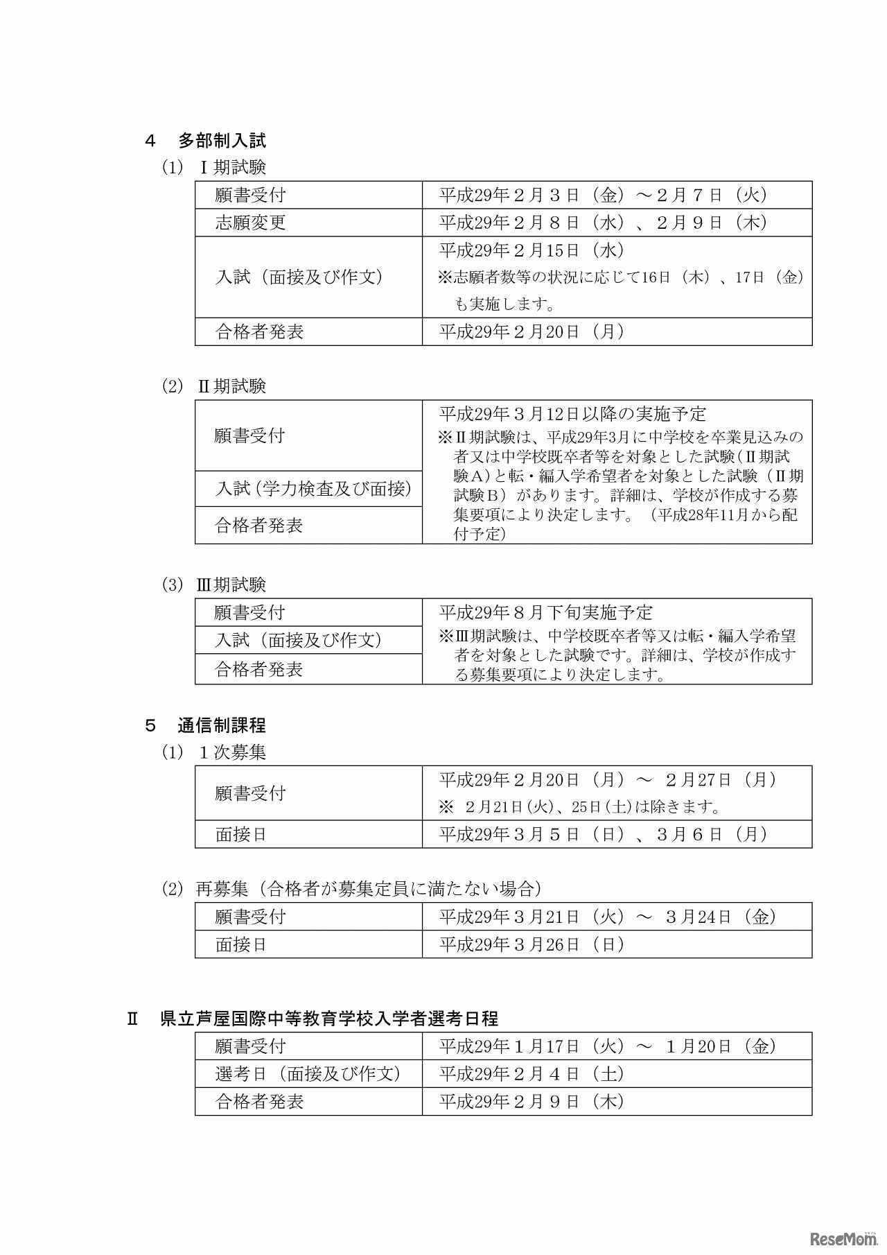 兵庫県　公立高等学校入学者選抜日程（2/2）