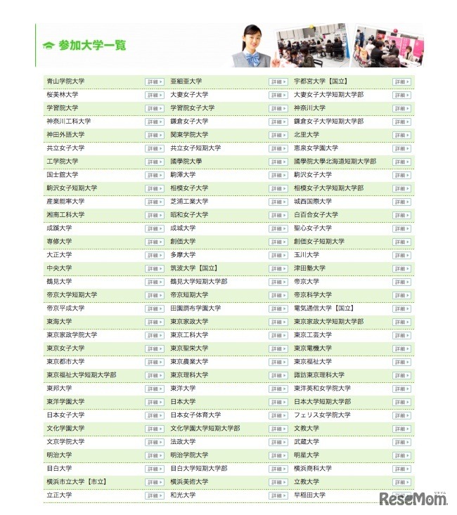 進学EXPO2017 横浜会場の参加大学