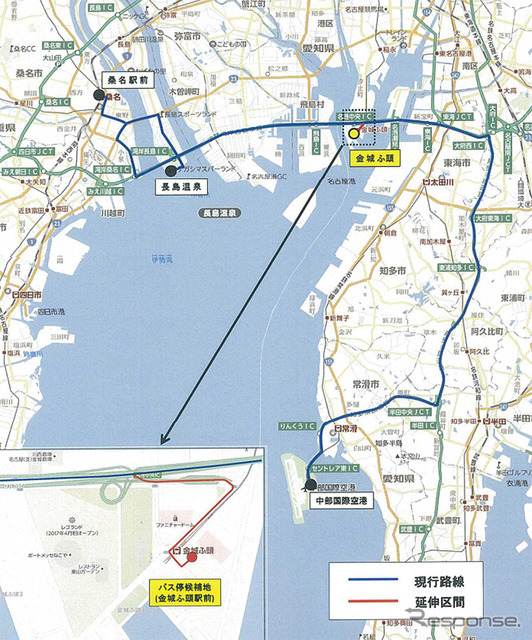 セントレア・名古屋港・桑名駅とレゴランドを結ぶバス運行ルート