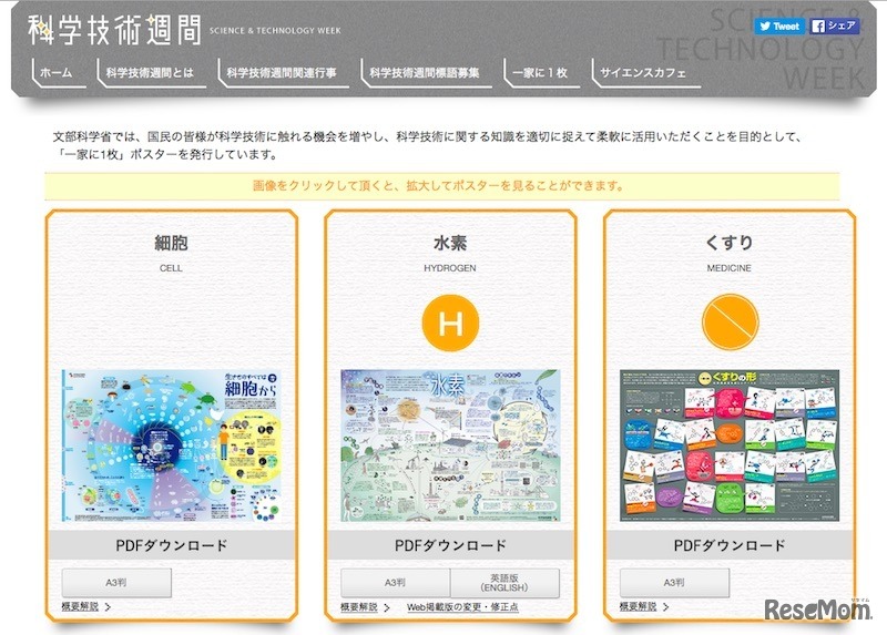 科学技術週間「一家に1枚」　提供ポスター一覧の一部