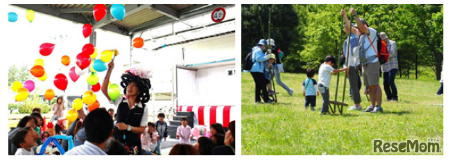 「こどもの日企画」では、バルーンアートショーや、竹馬などの昔遊びを楽しめる