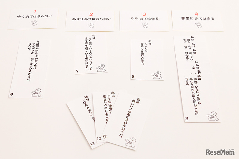 「10歳キラキラ白書2017」ワークショップに使用したエゴ・レジリエンスをチェックするカード