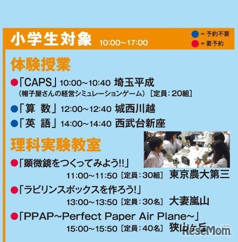 小学生対象の内容（一部）