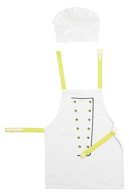 TOPPKLOCKA子供用エプロン コック帽付き, ホワイト/イエロー 799円
