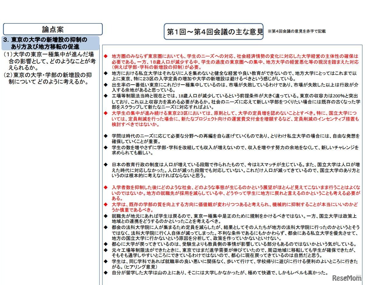 東京の大学の新増設の抑制のあり方および地方移転の促進