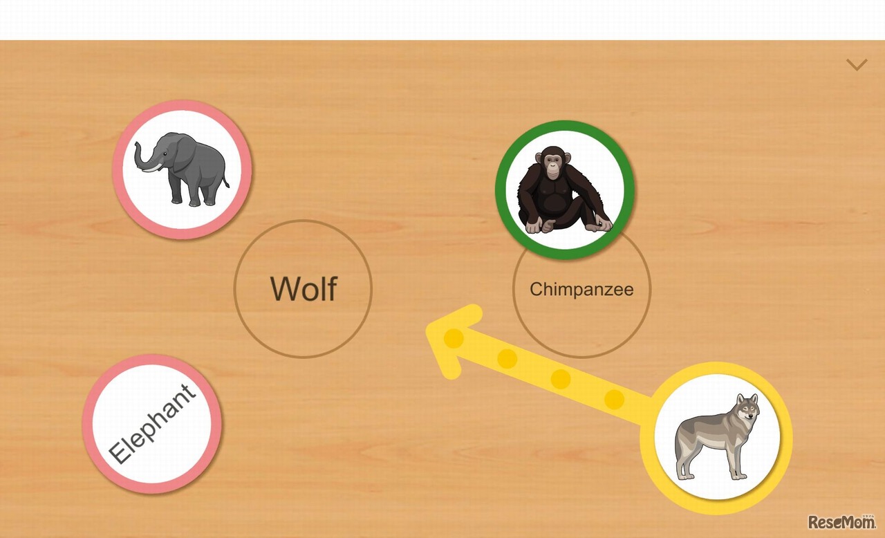 LITALICOの新アプリ「どうぶつまるカード」の例　パズルゲームを通し、同じ動物の意味・音・形の関係性を学べる
