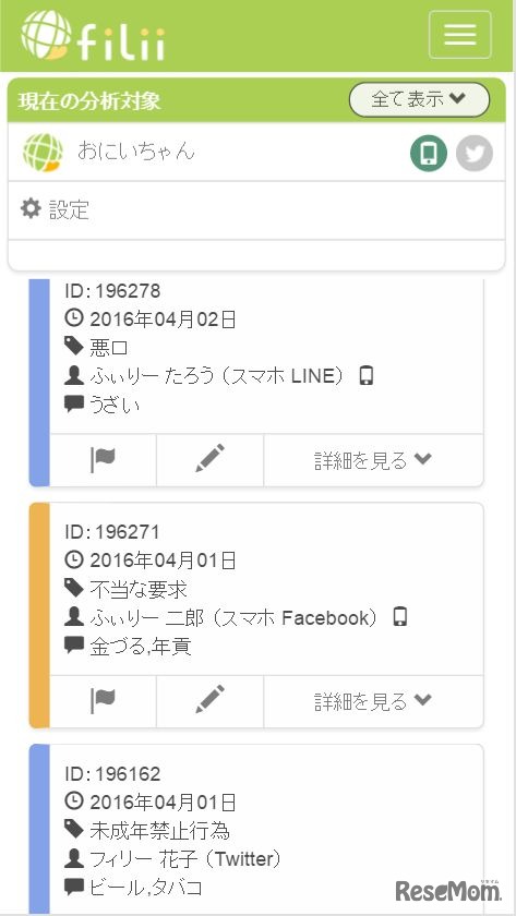アラート分析画面