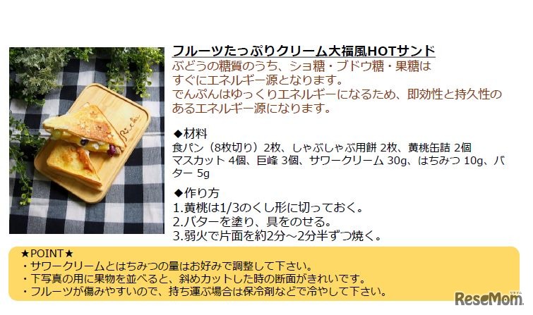 Rickeが提案する「フルーツたっぷりクリーム大福風HOTサンド」