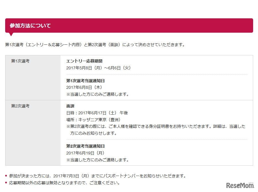 海外仕事体験「ワーキングホリデー in キッザニアクアラルンプール」　参加方法について