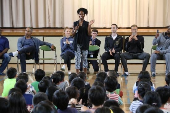 セイコーゴールデングランプリ陸上出場選手が小学校を訪問