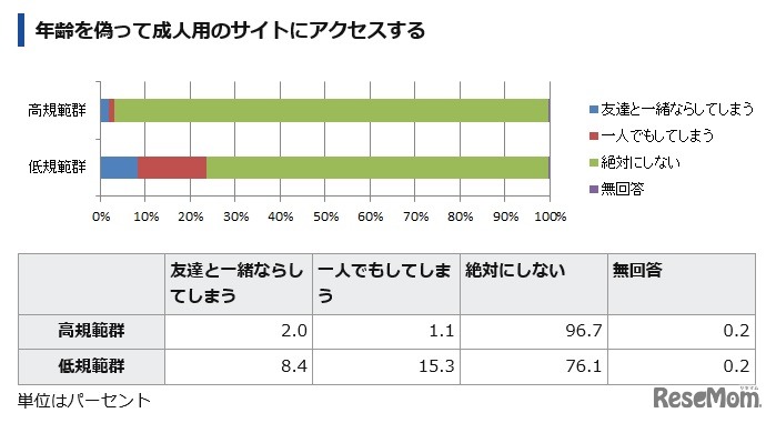 年齢を偽って成人用のWebサイトにアクセスする
