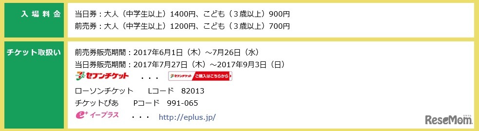 入場料金・チケット取扱い