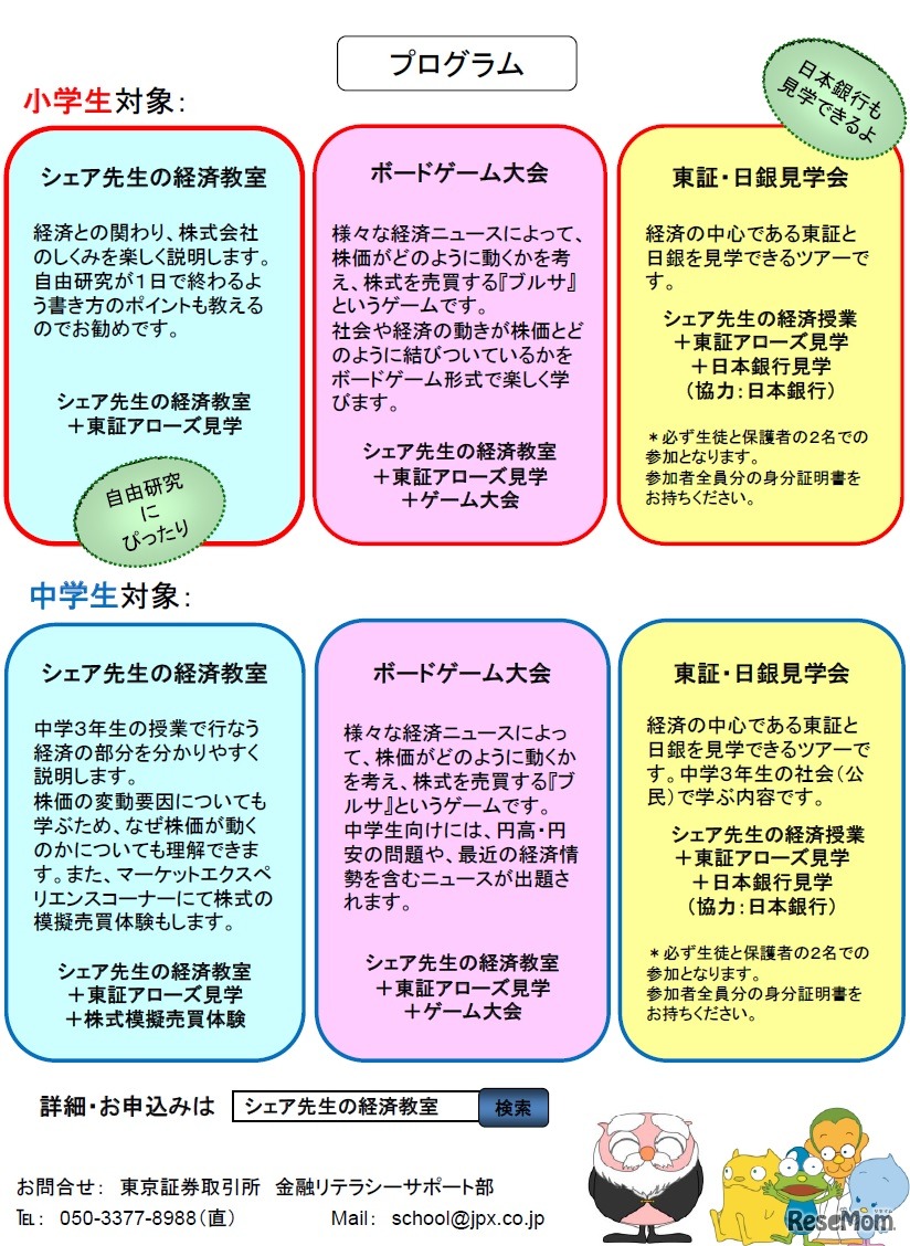 シェア先生の親子経済教室　プログラム