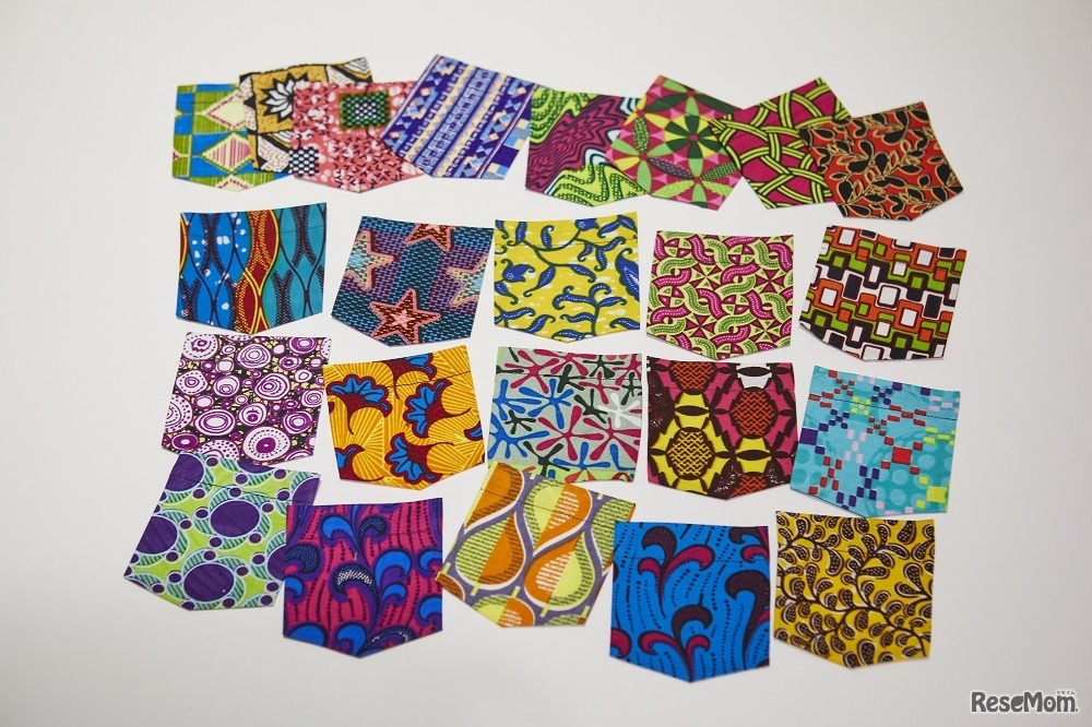 20種類の中からポケット生地と、ポケット貼り付け位置を3箇所選択する