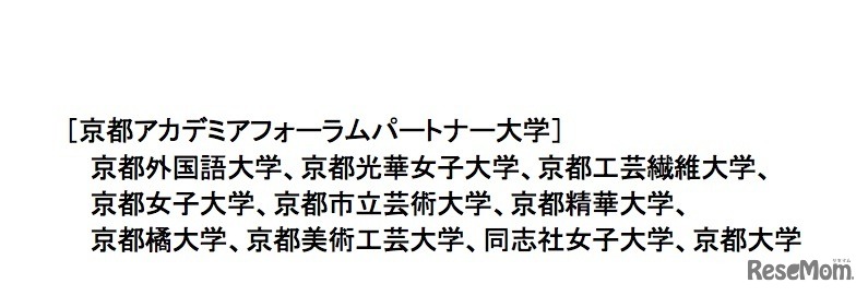 「京都アカデミアフォーラム」のパートナー大学（2017年7月時点）