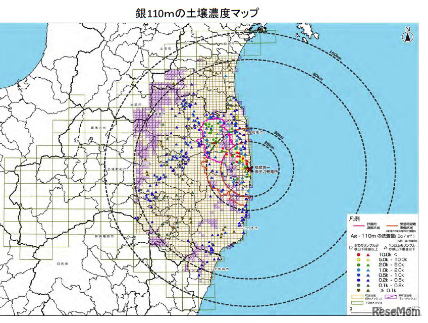 銀110ｍの土壌濃度マップ