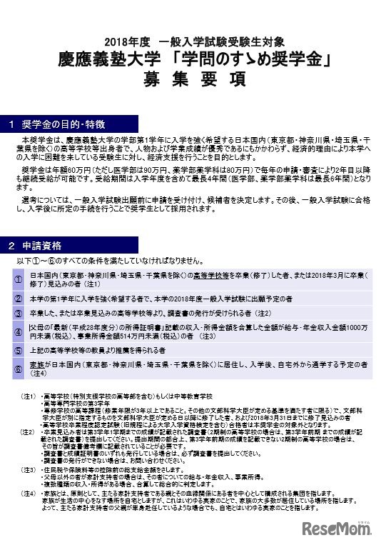 慶應義塾大学「学問のすゝめ奨学金」
